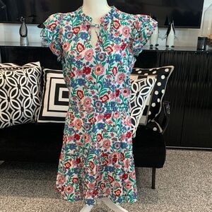 Vineyard Vines Floral Tie-Neck Flutter Sleeve Dress - Multi. Large
